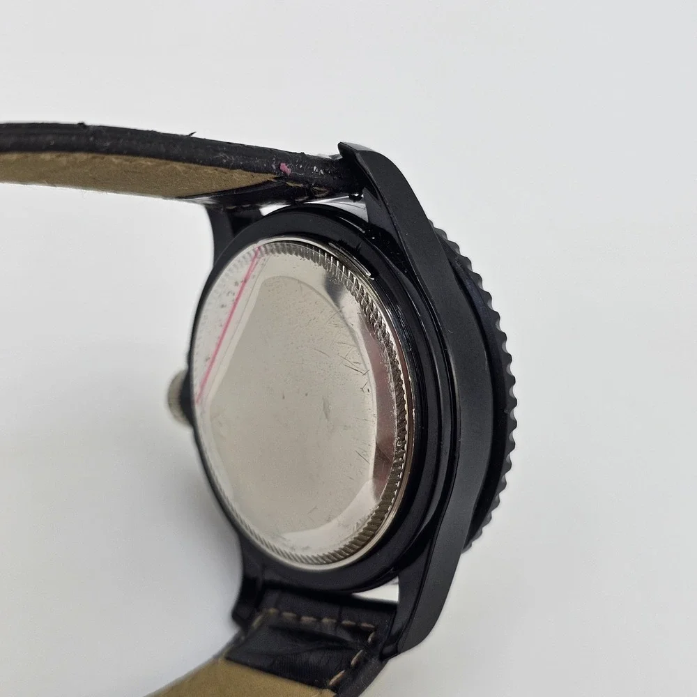 40MM Women's Watch Zebra Dial Black Case Black Leather Bands New Battery‎